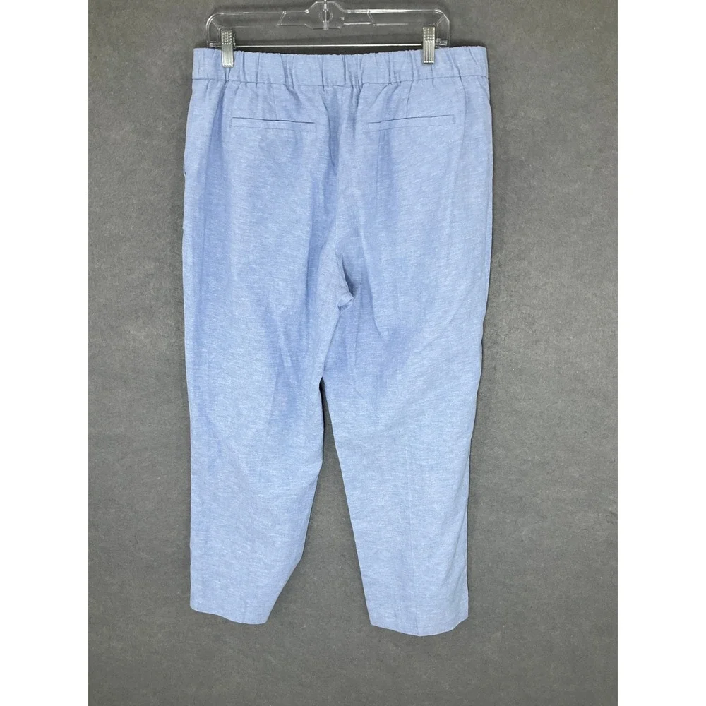 J.Crew Linen Blend Cropped Pants Gold Button Detail Casual‎ Womens Size 14